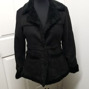 Mudd NWOT Black Suede Fur Coat Small Button Up